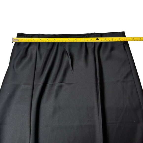 NEW Satin Maxi Skirt Sz. L Black Elastic Waist A-Line Classic Goth Y2K 90s - Picture 7 of 11